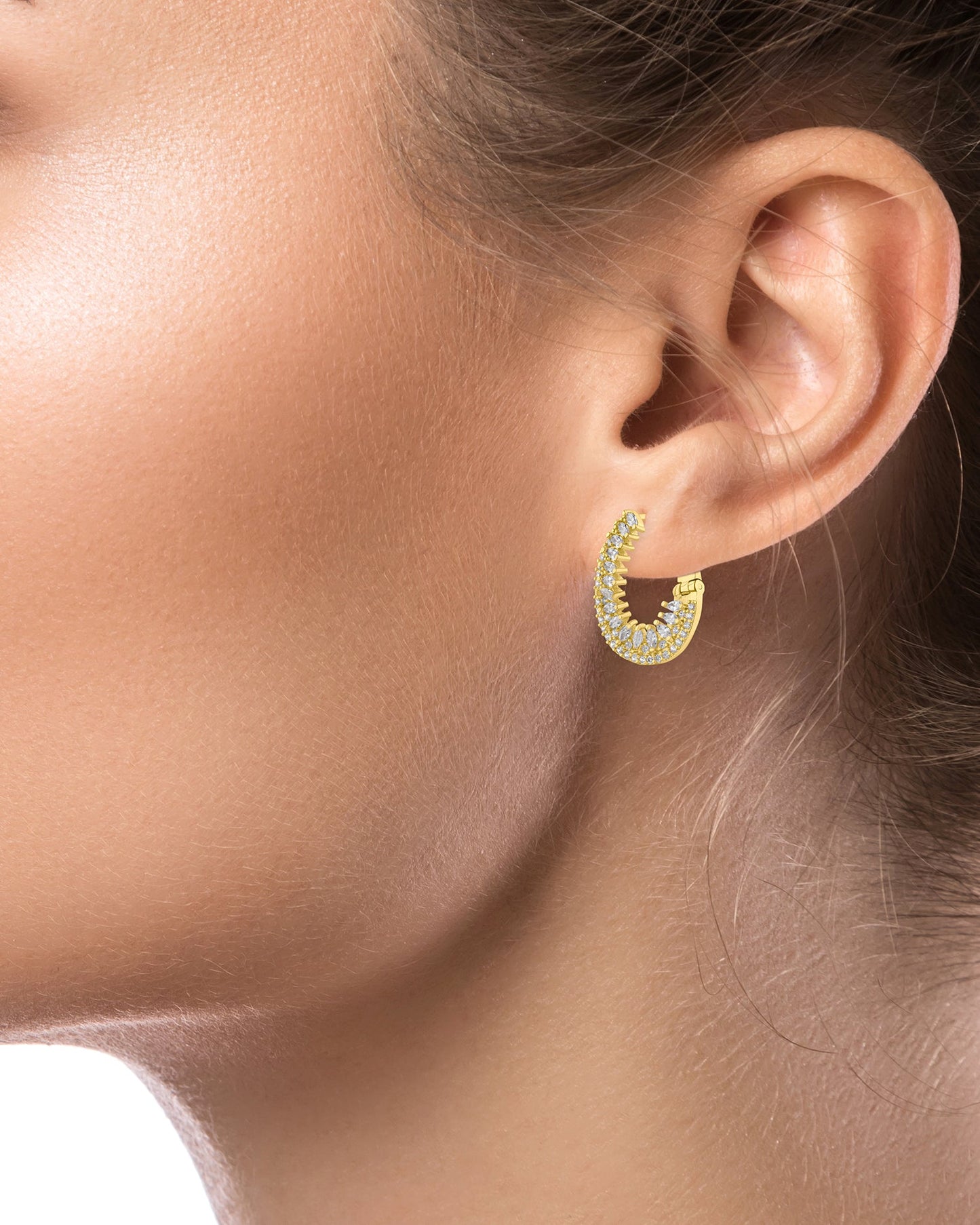 CZ Curved Hoop Earrings