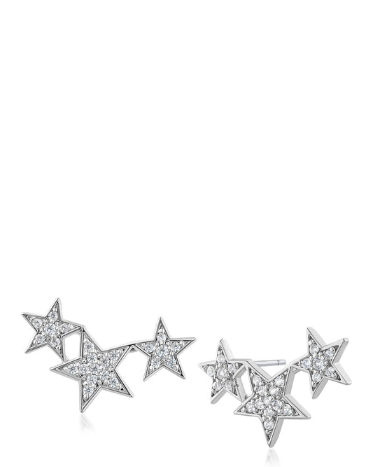 Triple Star Mini Crawler Earrings