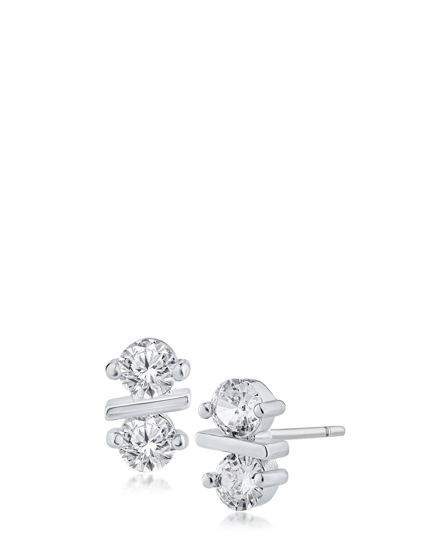 Double Round CZ Earring