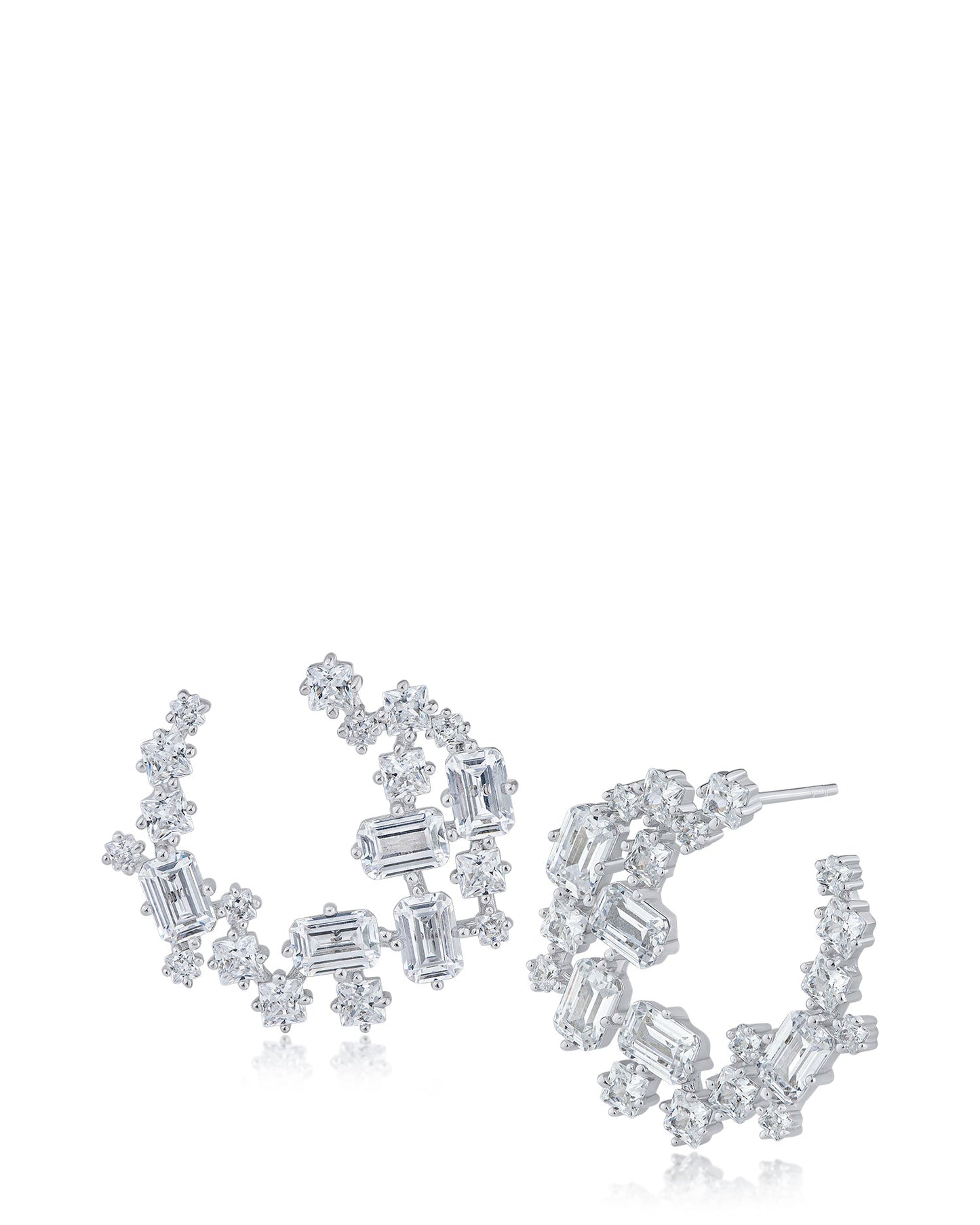 Round and Emerald CZ Earrings