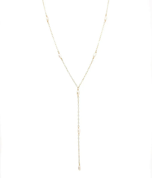 Floating Pearl Y Necklace | Sterling Silver or Gold Filled Pearl Necklace
