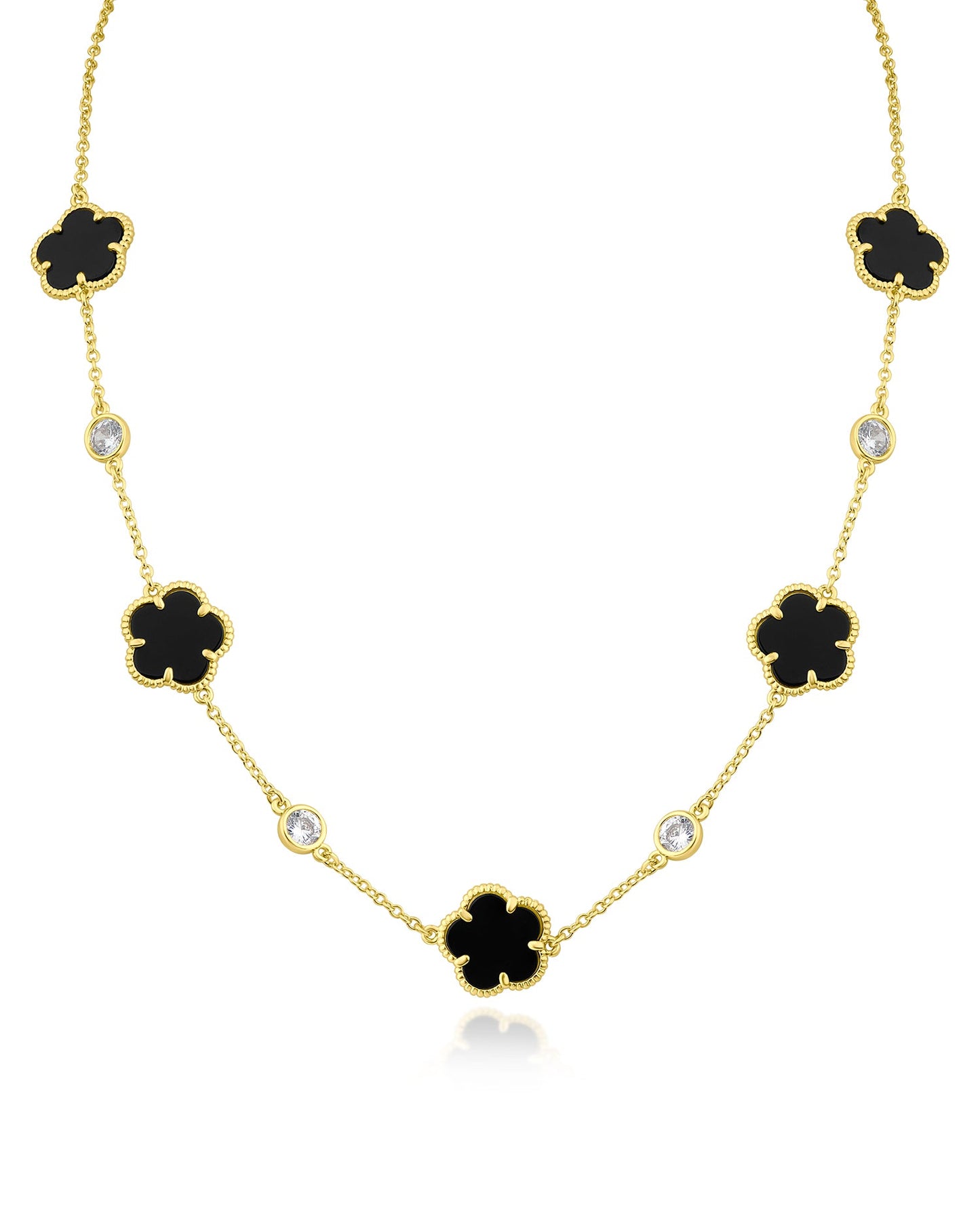 Clover and CZ Station Necklace