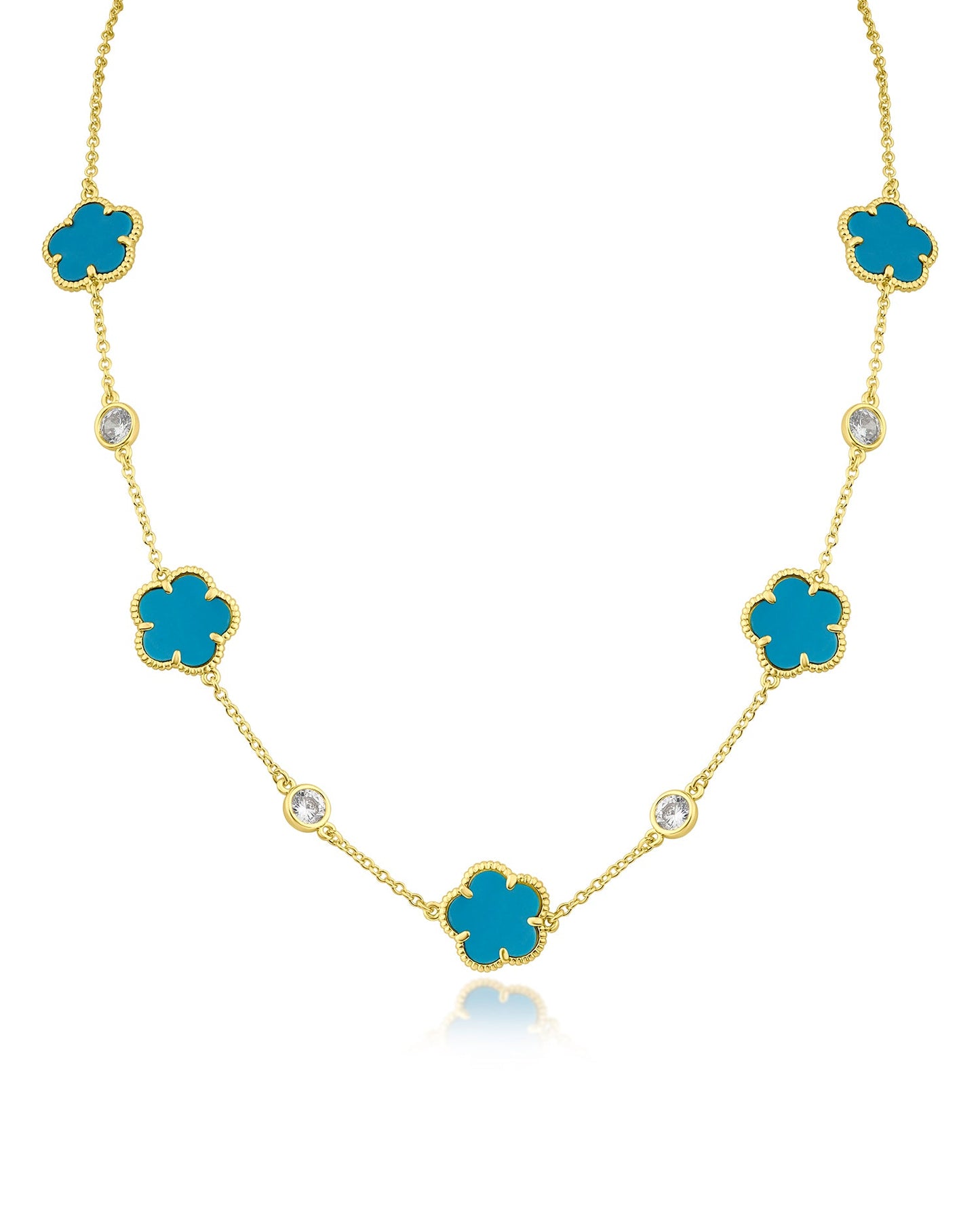 Clover and CZ Station Necklace