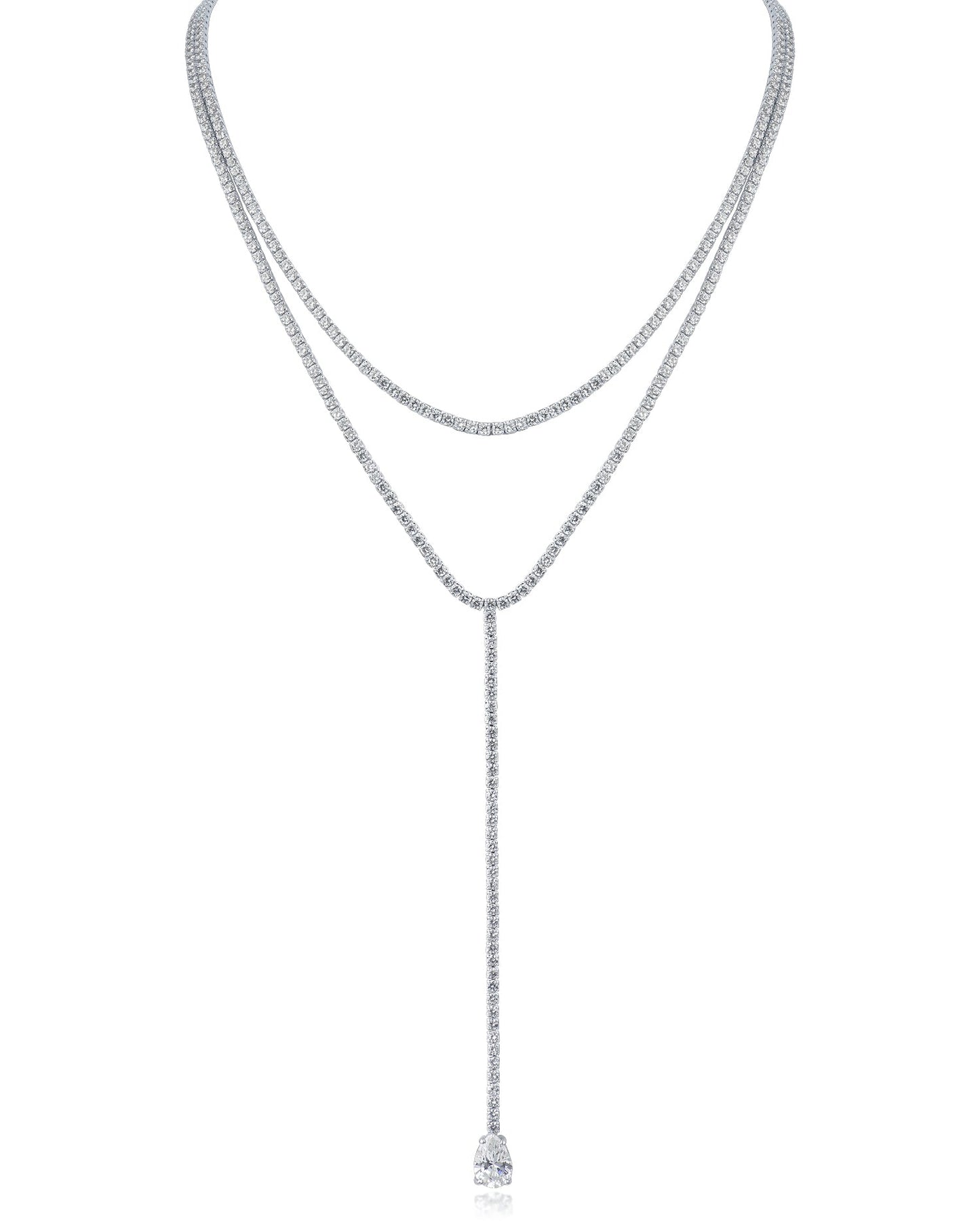 Round CZ Double Layered Y-Necklace