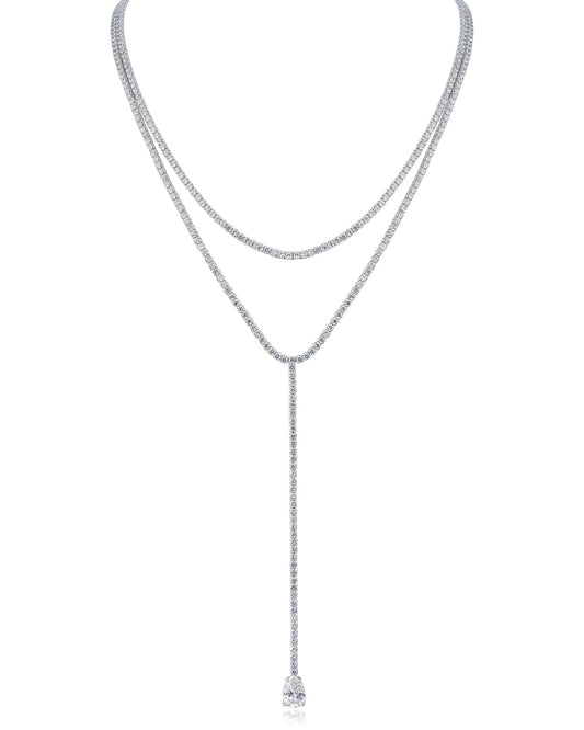 Round CZ Double Layered Y-Necklace