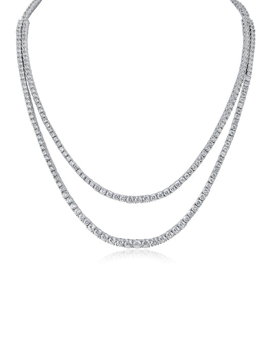 Round CZ Double Layered Necklace