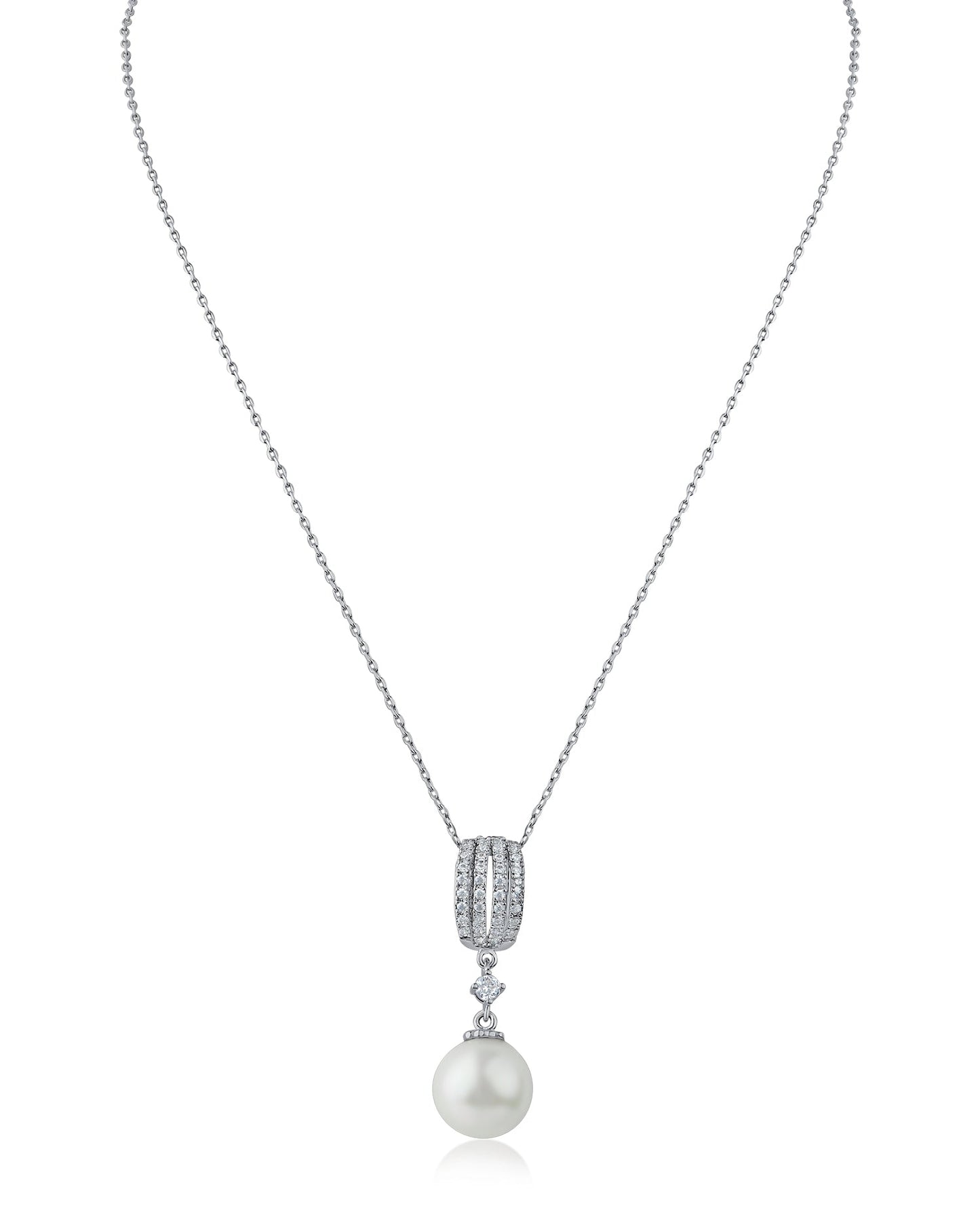 CZ and Pearl Pendant Necklace