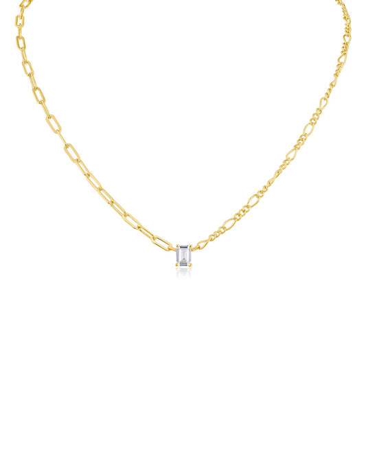 Mismatched Chain and Emerald CZ Pedant