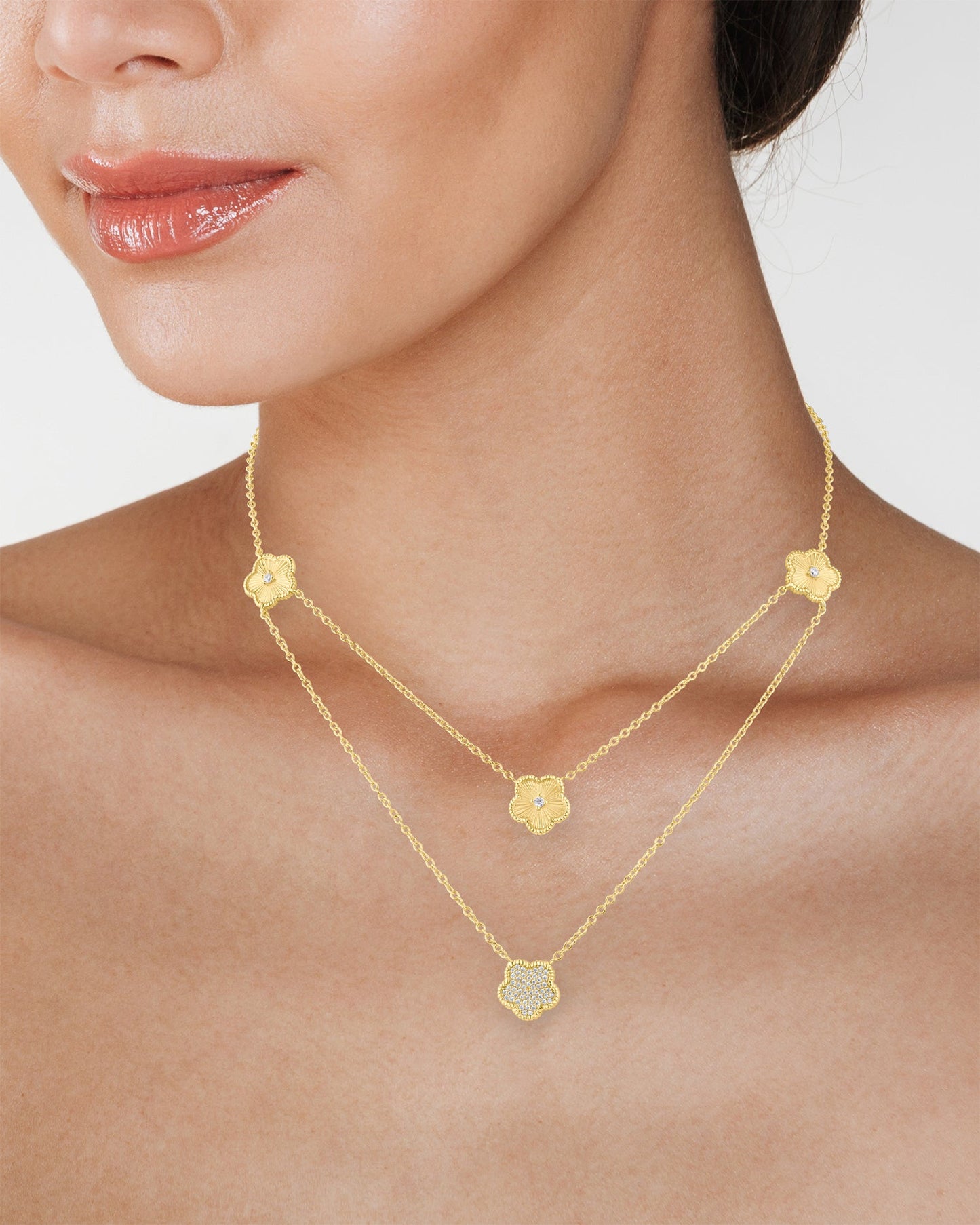 Double Stranded Clover Necklace
