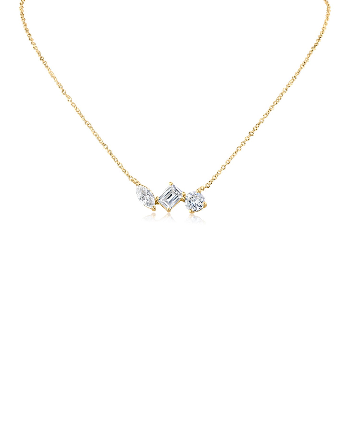 Multi Shape CZ Pendant Necklace