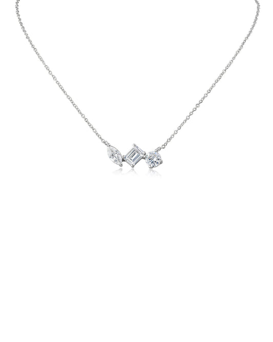 Multi Shape CZ Pendant Necklace