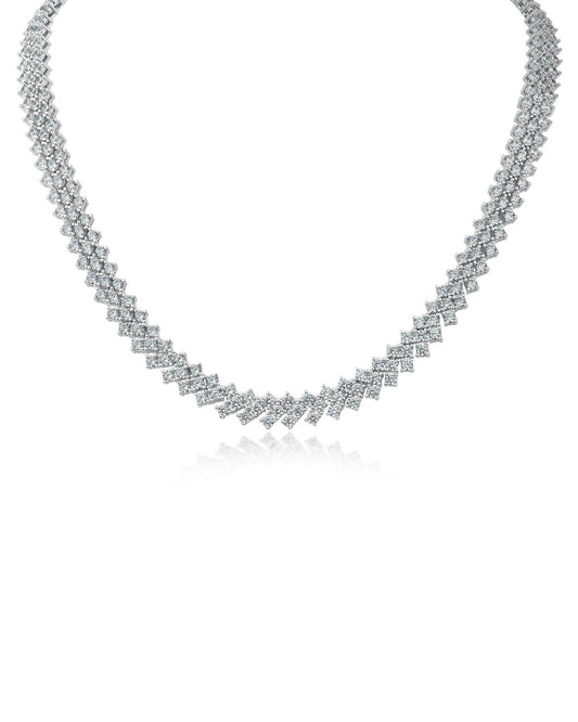 Round CZ Chevron Necklace