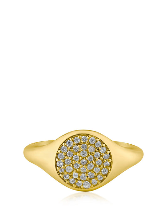 Round Pave Signet Ring