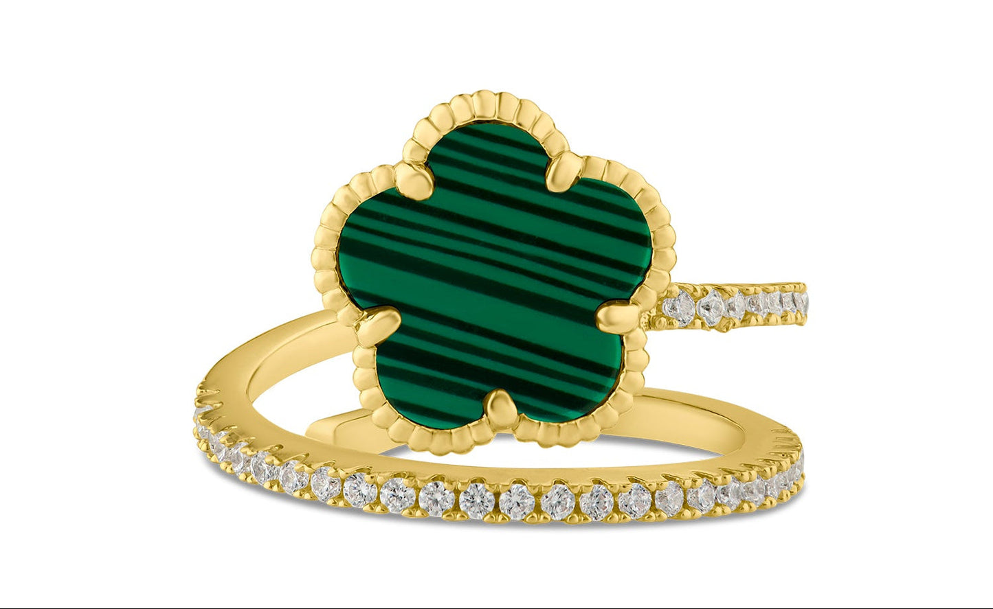 CZ and Clover Wrap Ring