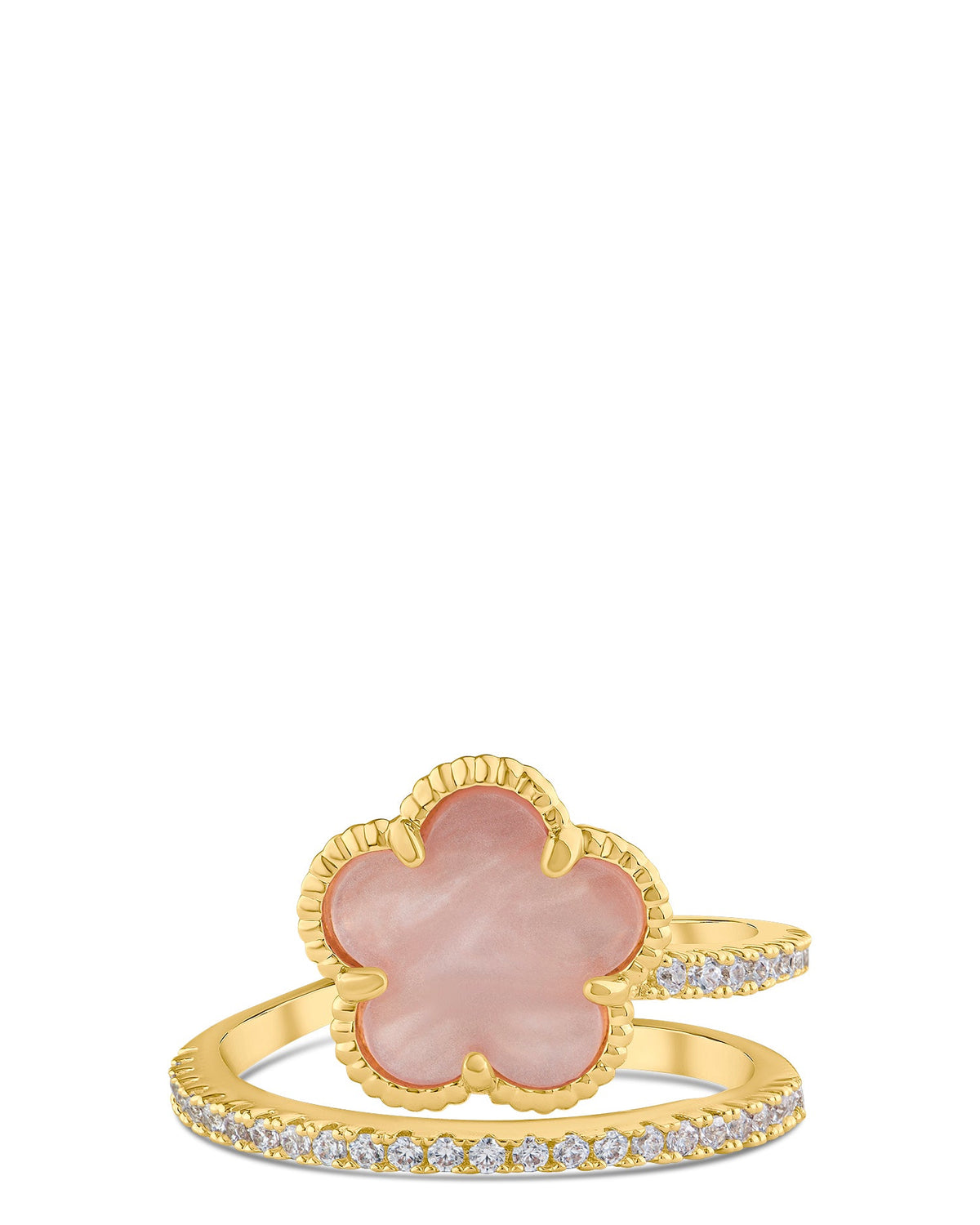 CZ and Clover Wrap Ring