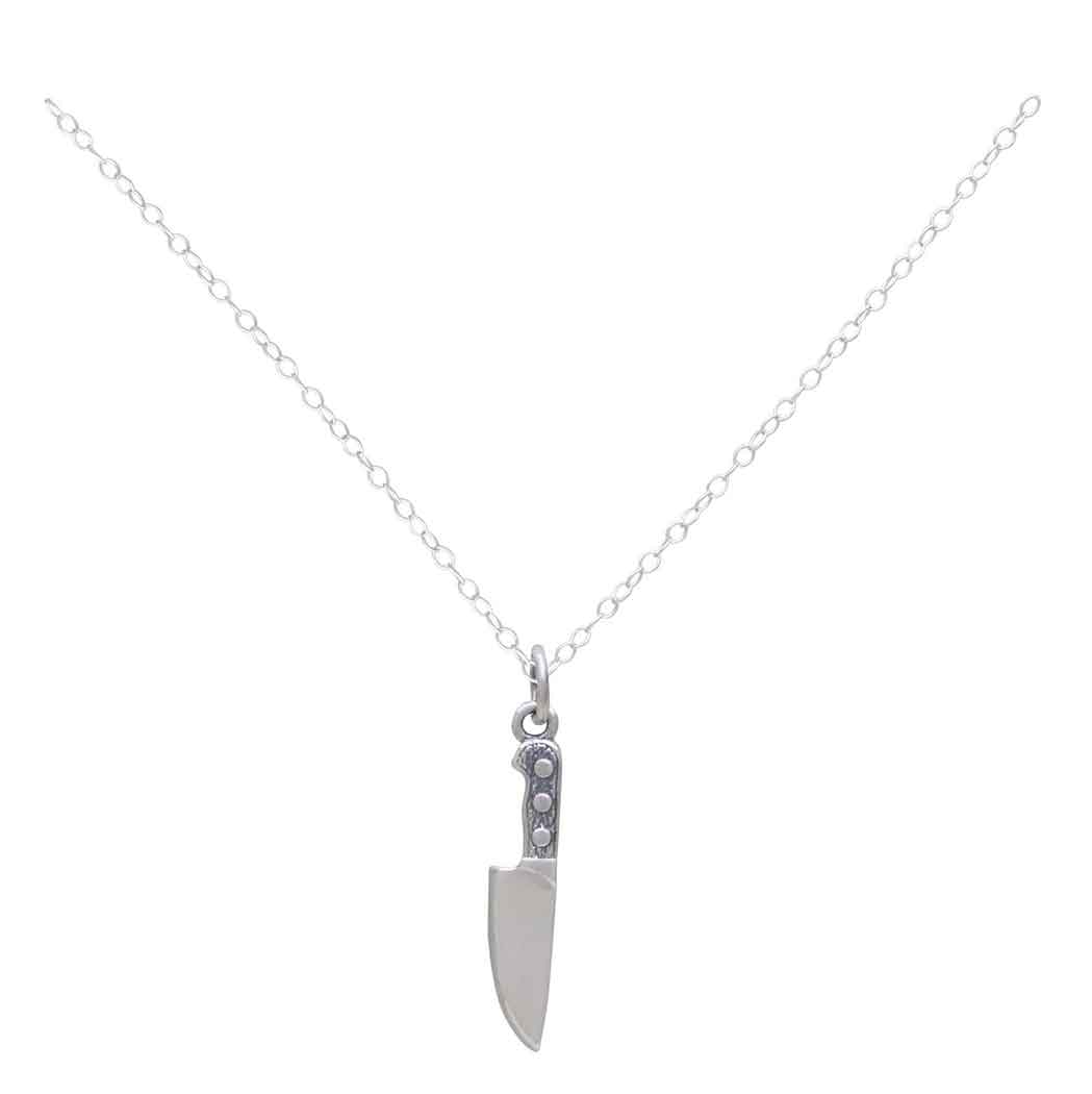 Chef's Knife Charm - Kitchen Cooking Pendant - Sterling Silver Necklace - Handmade Jewelry