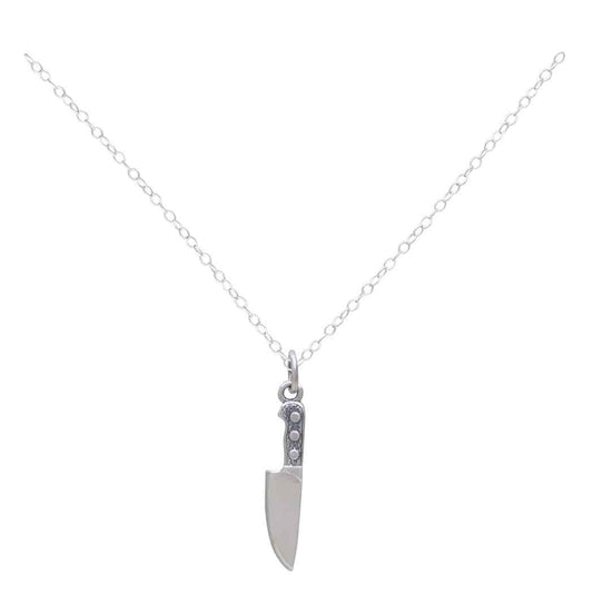 Chef's Knife Charm - Kitchen Cooking Pendant - Sterling Silver Necklace - Handmade Jewelry