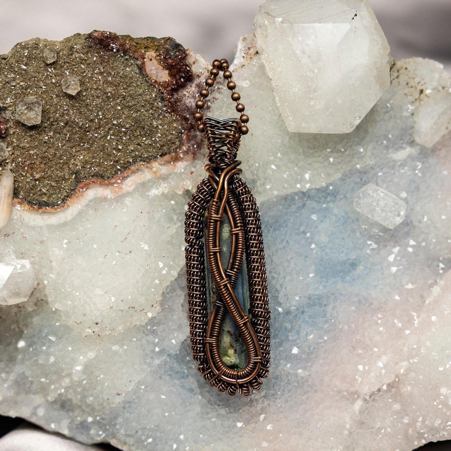 Kyanite Wire Wrap Pendant Blue Blade