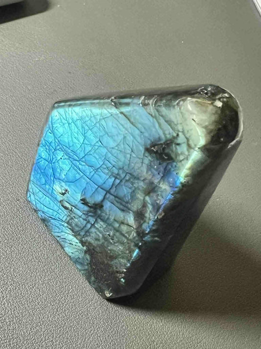 Labradorite Crystal Freeform Polished Blue Flash Madagascar