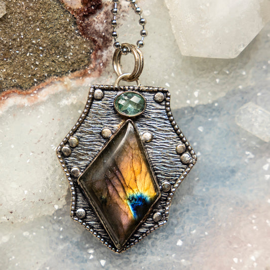 Labradorite On 925 Silver Pendant