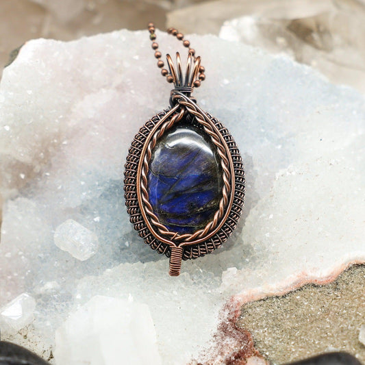 Labradorite Wire Wrap Crystal Pendant