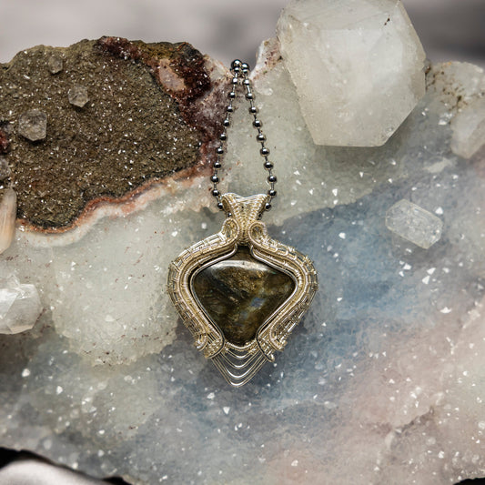 Labradorite Wire Wrap Crystal Pendant