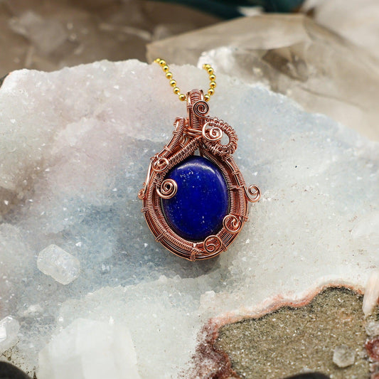 Lapis Lazuli Wire Wrap Crystal Pendant - Ancient Wisdom