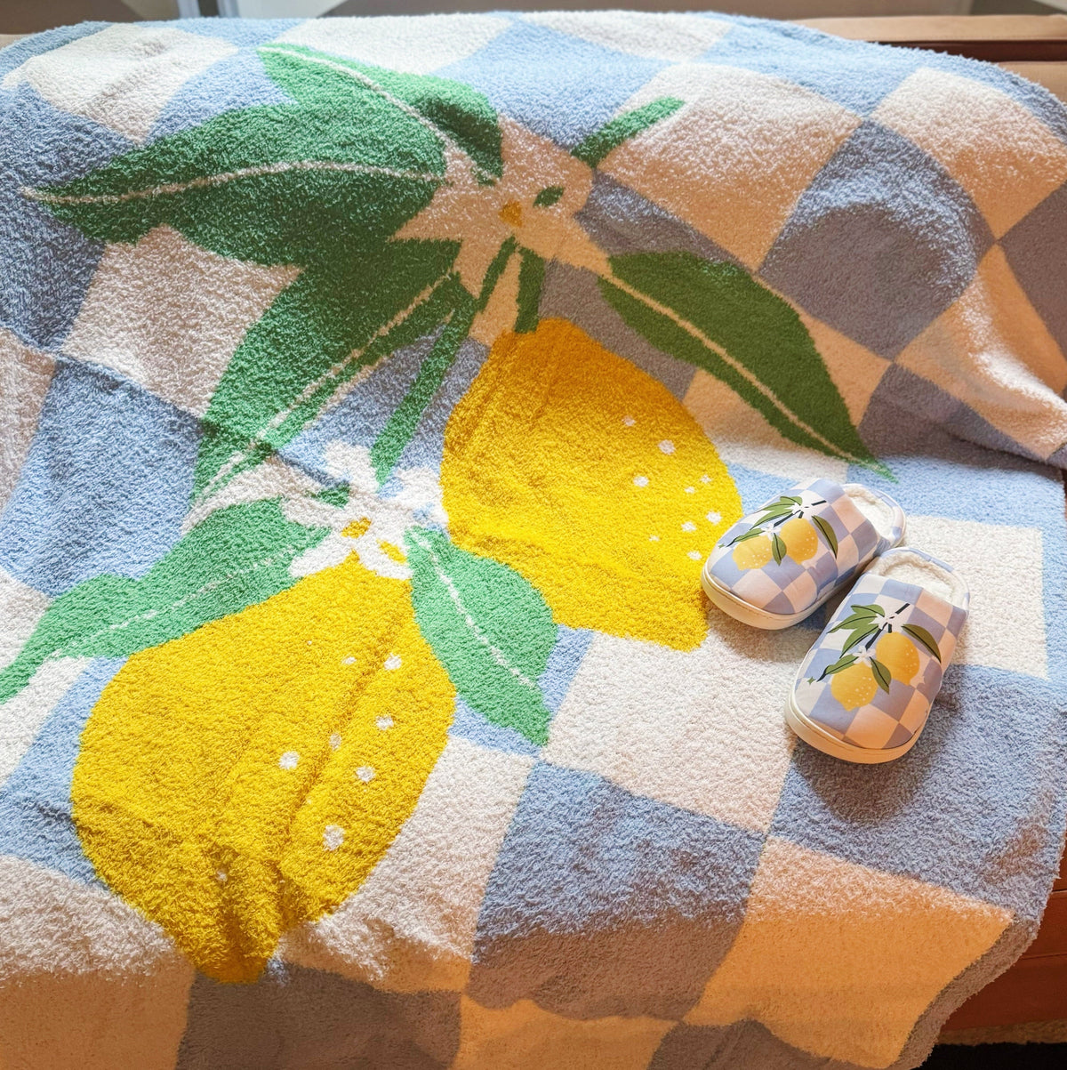 Lemon Drop Gingham Blanket - Soft & Sweet Throw