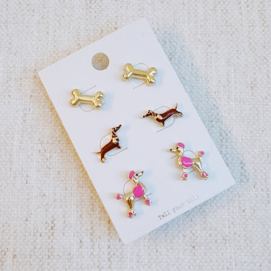 Lovely Fur Friend Earring Set Of 3