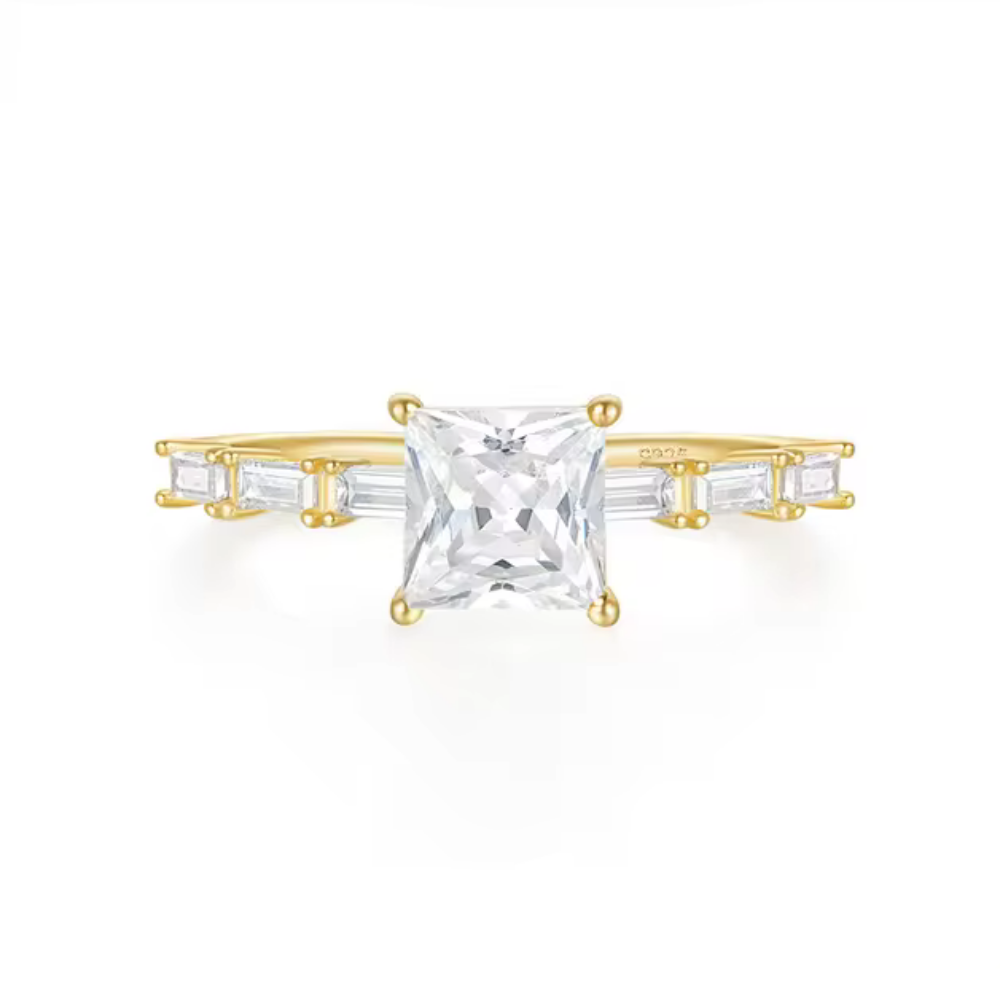 Lumina Luxurious Ring with Princess-Cut AAAAA Cubic Zirconia