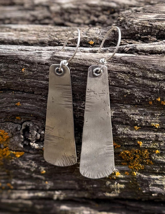 Sterling Silver Tapered Earrings | Longevity Rustic