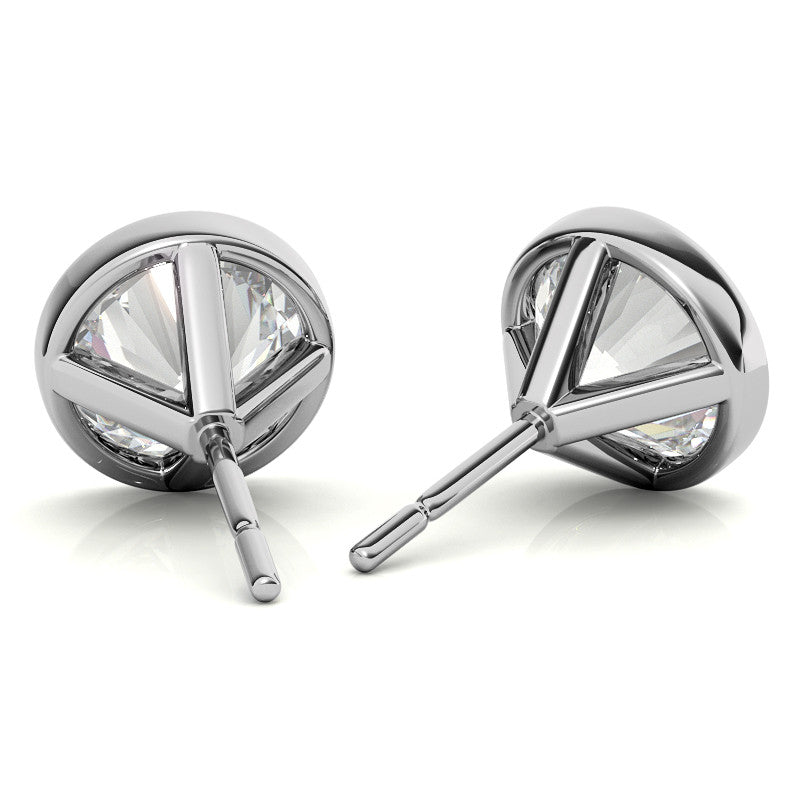 4.00 CTW Lab Grown Diamond Bezel Martini Stud Earrings in 14K White or Yellow Gold
