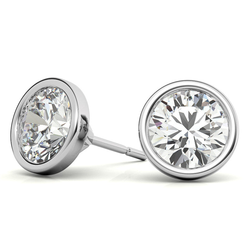 4.00 CTW Lab Grown Diamond Bezel Martini Stud Earrings in 14K White or Yellow Gold