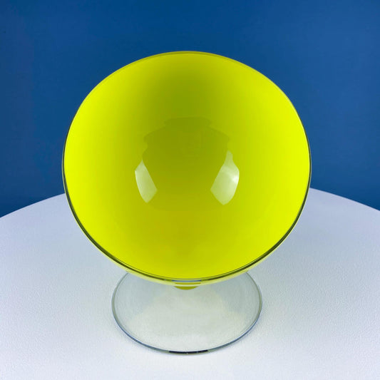 Vintage Modern Yellow Footed Bowl. Unique Modern Hand Blown Serving, Candy Dish. Modern Home Decor. Interior Design Ideas. Gift for Him Her.