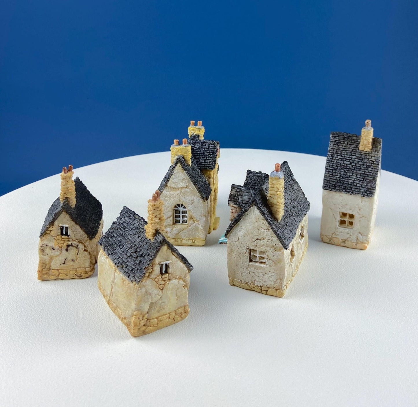 Miniature Village Houses for Fairy Garden, Terrarium or Rustic Home Decor. Top Collection. Set of 5. Gift for Kids Grand Kids Him Her.