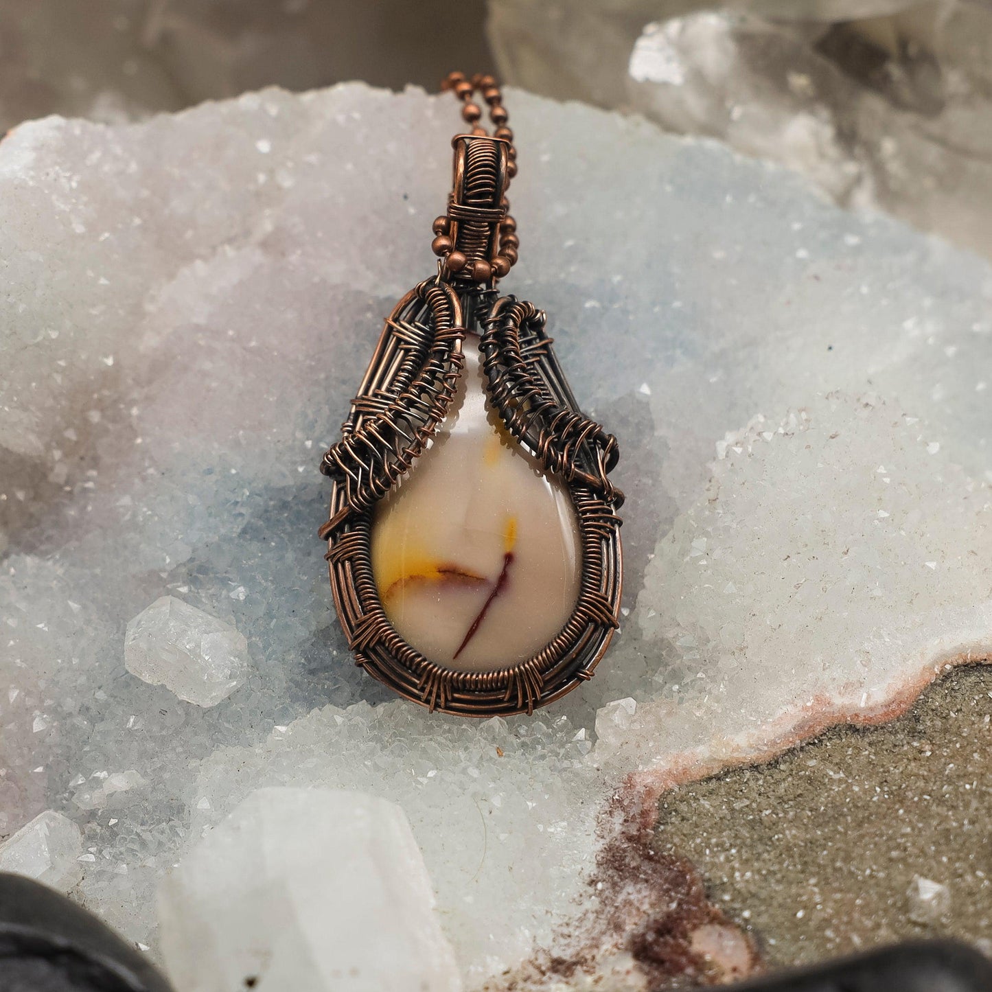 Mookaite Jasper Wire Wrap Crystal Pendant