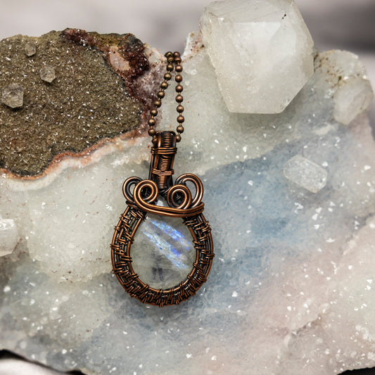 Moonstone Wire Wrap Crystal Pendant