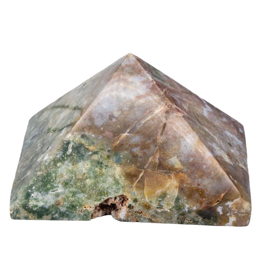 Moss Agate Crystal Pyramid Heart Chakra Abundance Stone
