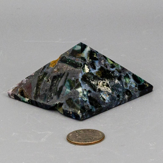 Moss Agate Crystal Pyramid for Growth and Abundance