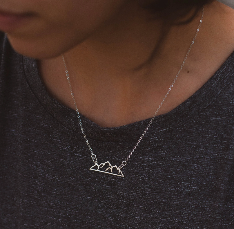 Mountain Bar Charm - Dainty 14k Gold Necklace