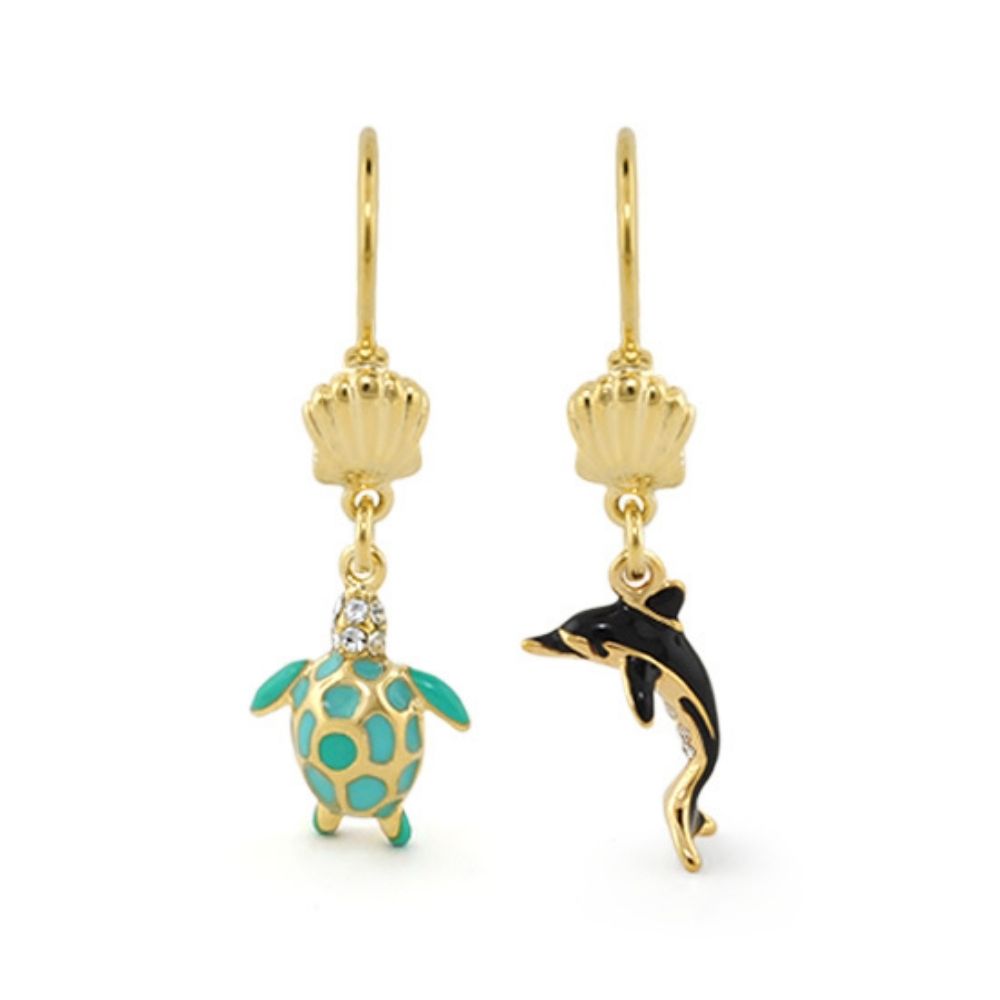 Eau Turtle & Dolphin Earrings