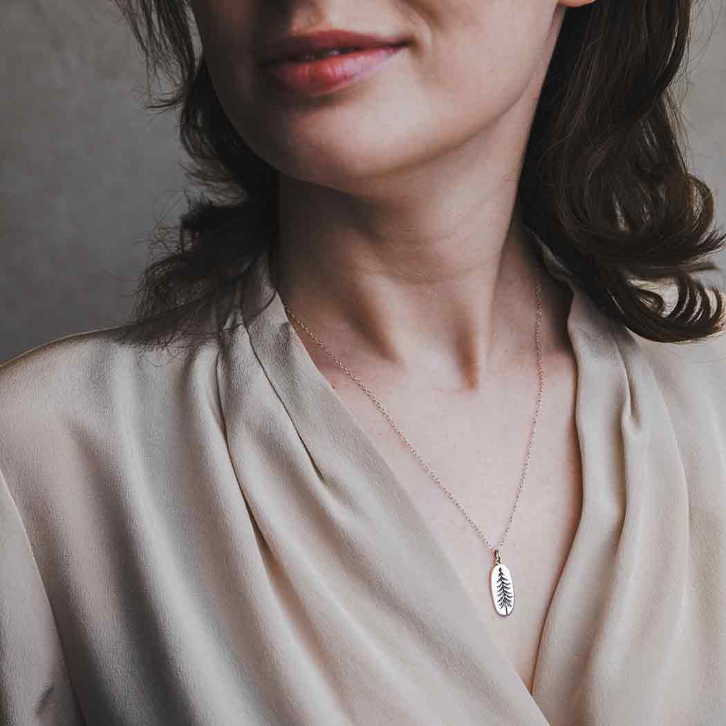 Sterling Silver Pine Tree Necklace – Minimalist Nature Charm