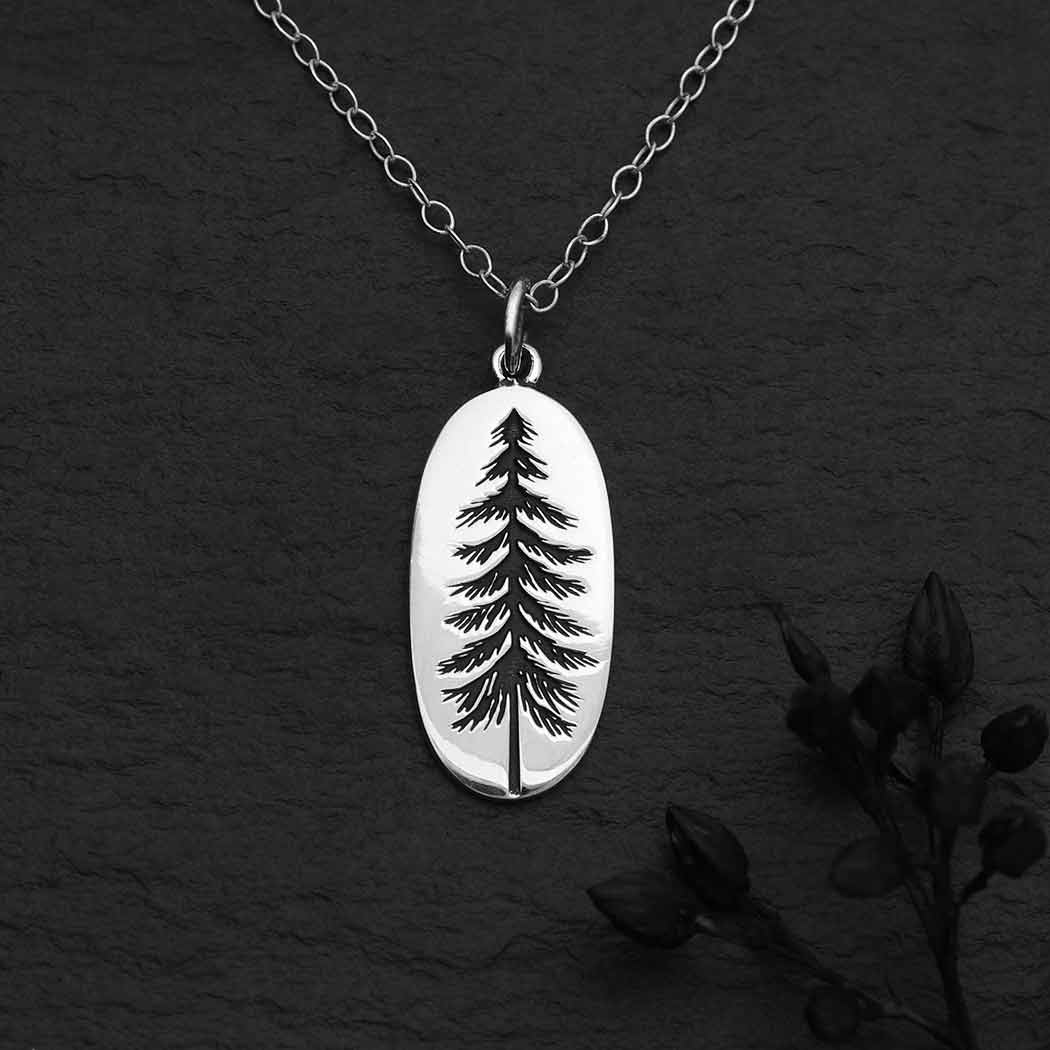 Sterling Silver Pine Tree Necklace – Minimalist Nature Charm
