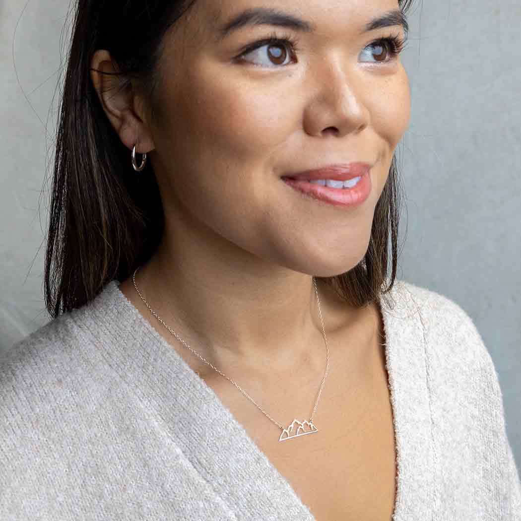 Mountain Skyline Bar 925 Sterling Silver Connector Necklace