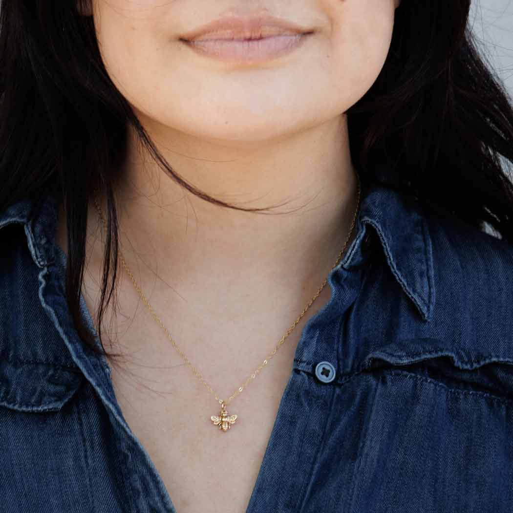 Gold Filled Bumble Bee Necklace