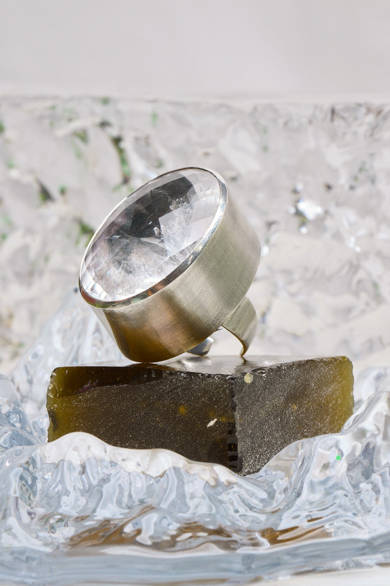 Oval Colossus Ring in Striated Crystal (Silver) SHIPS IN FEBRUARY