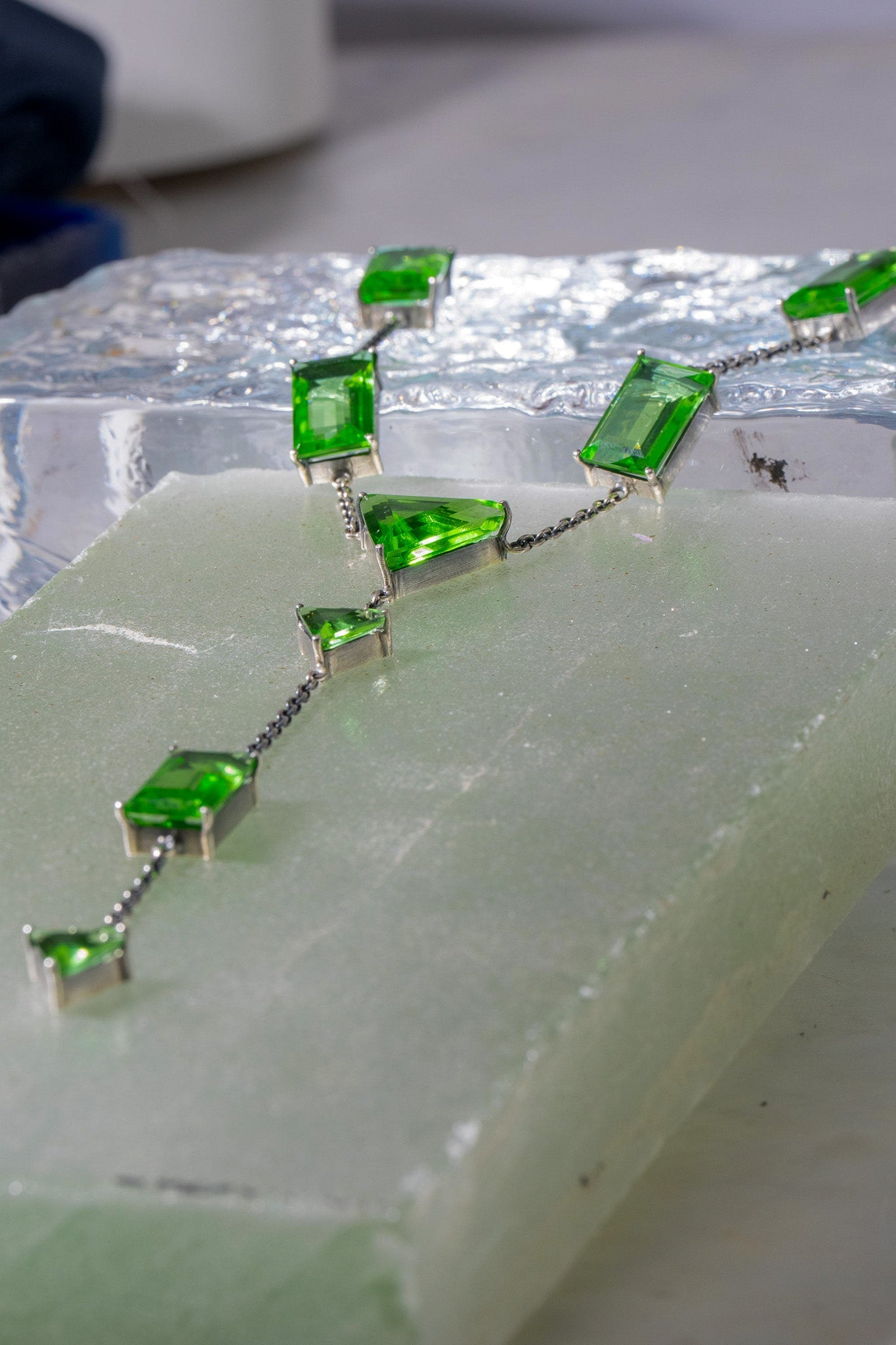 Slink Y-Chain in Green Envy (Silver) SHIPS IN FEBRUARY