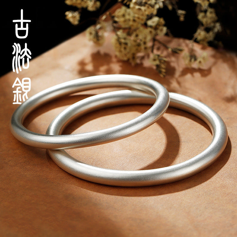 Ancient Female White Copper Chinese Frosted Heritage Bracelet