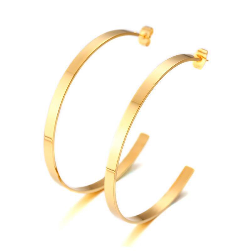 American Minimalist Large Flat Hoop Titanium Rings