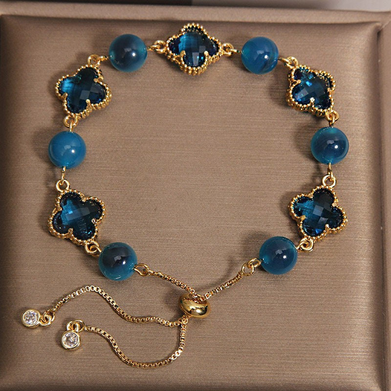 Agate Four-leaf Clover Bracelet